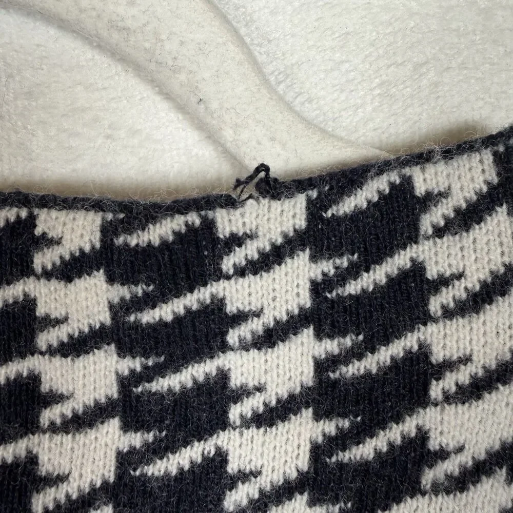Ann Taylor Petite MP Houndstooth Sweater Black White Knit Long Sleeve Women - Picture 6 of 9